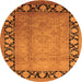 Round Oriental Orange Industrial Rug, urb3102org