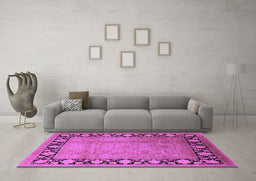 Machine Washable Oriental Purple Industrial Area Rugs in a Living Room, wshurb3102pur