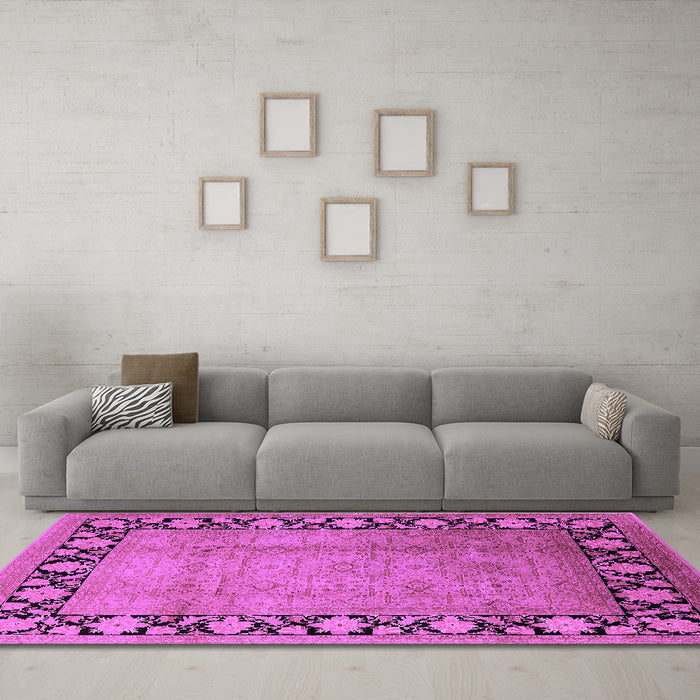 Machine Washable Oriental Purple Industrial Area Rugs in a Living Room, wshurb3102pur