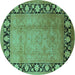 Round Oriental Turquoise Industrial Rug, urb3102turq