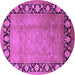 Round Oriental Purple Industrial Rug, urb3102pur