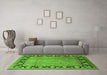 Machine Washable Oriental Green Industrial Area Rugs in a Living Room,, wshurb3102grn