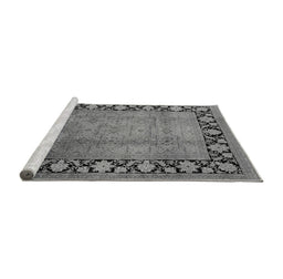 Sideview of Machine Washable Oriental Gray Industrial Rug, wshurb3102gry