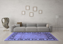 Machine Washable Oriental Blue Industrial Rug in a Living Room, wshurb3102blu