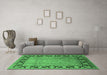 Machine Washable Oriental Emerald Green Industrial Area Rugs in a Living Room,, wshurb3102emgrn