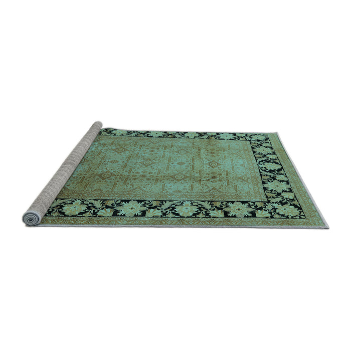 Sideview of Machine Washable Oriental Light Blue Industrial Rug, wshurb3102lblu