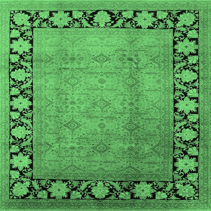 Square Machine Washable Oriental Emerald Green Industrial Area Rugs, wshurb3102emgrn