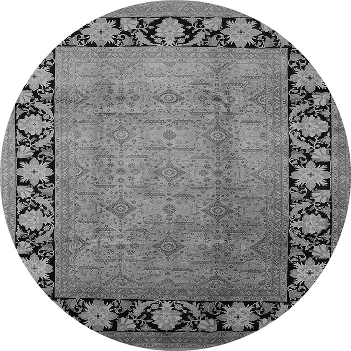Round Oriental Gray Industrial Rug, urb3102gry