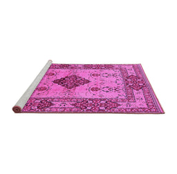 Sideview of Machine Washable Oriental Pink Industrial Rug, wshurb3103pnk