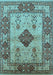 Machine Washable Oriental Light Blue Industrial Rug, wshurb3103lblu