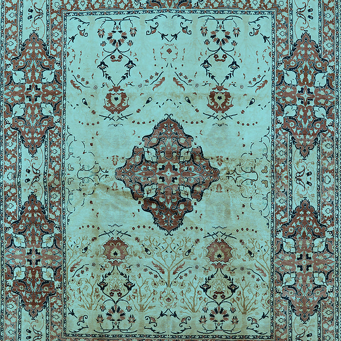Machine Washable Oriental Light Blue Industrial Rug, wshurb3103lblu