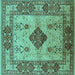 Square Oriental Turquoise Industrial Rug, urb3103turq