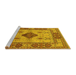 Sideview of Machine Washable Oriental Yellow Industrial Rug, wshurb3103yw