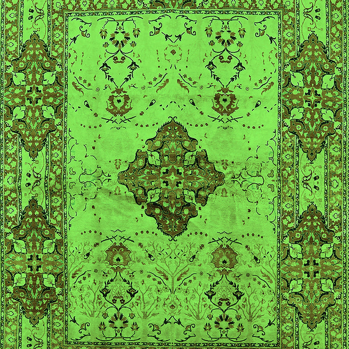 Machine Washable Oriental Green Industrial Area Rugs, wshurb3103grn