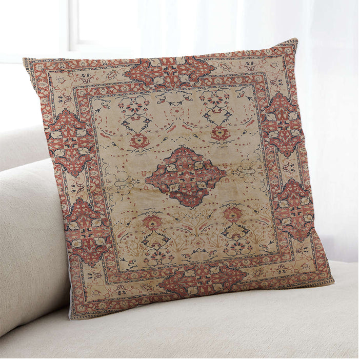 Lifestyle Image of Mid-Century Modern Urban Square Sandy Brown Throw Pillow, 18 inch by 18 inch, pwurb3103