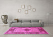 Machine Washable Oriental Pink Industrial Rug in a Living Room, wshurb3103pnk