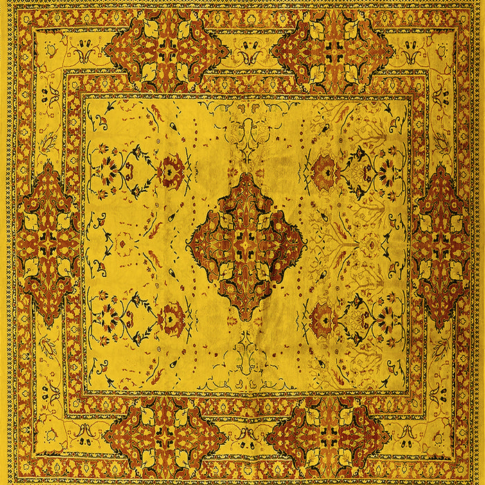 Square Machine Washable Oriental Yellow Industrial Rug, wshurb3103yw