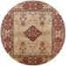 Round Mid-Century Modern Sandy Brown Oriental Rug, urb3103