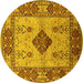 Round Oriental Yellow Industrial Rug, urb3103yw