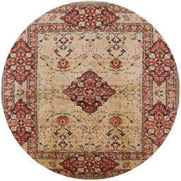 Round Machine Washable Industrial Modern Sandy Brown Rug, wshurb3103