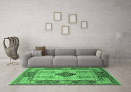 Machine Washable Oriental Emerald Green Industrial Area Rugs in a Living Room,, wshurb3103emgrn