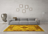 Machine Washable Oriental Yellow Industrial Rug, wshurb3103yw