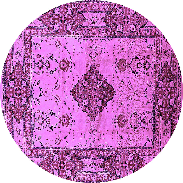 Round Oriental Purple Industrial Rug, urb3103pur