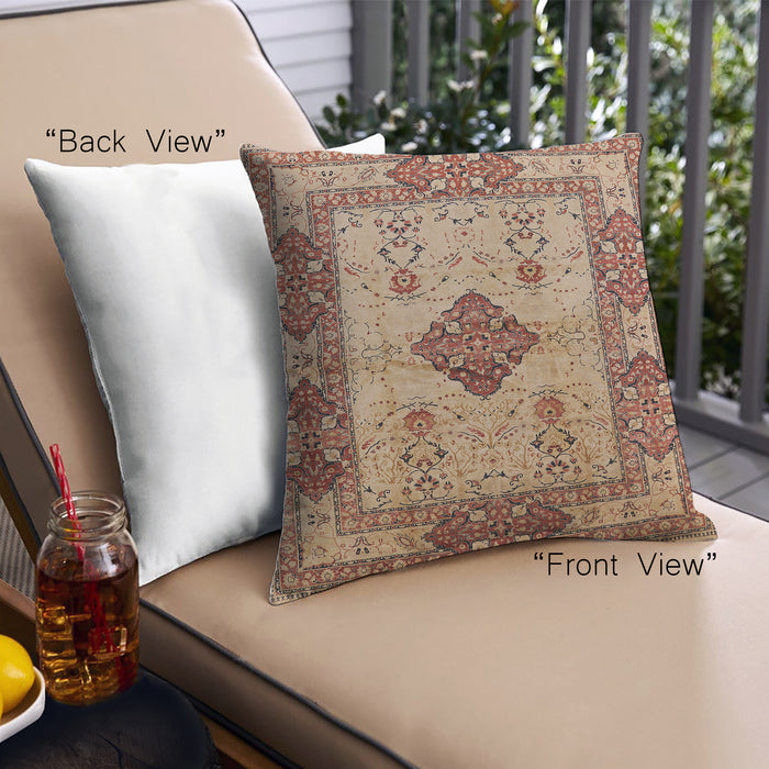 Front View of Mid-Century Modern Urban Square Sandy Brown Throw Pillow, 18 inch by 18 inch, pwurb3103