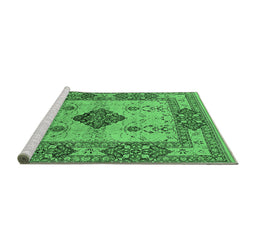 Sideview of Machine Washable Oriental Emerald Green Industrial Area Rugs, wshurb3103emgrn