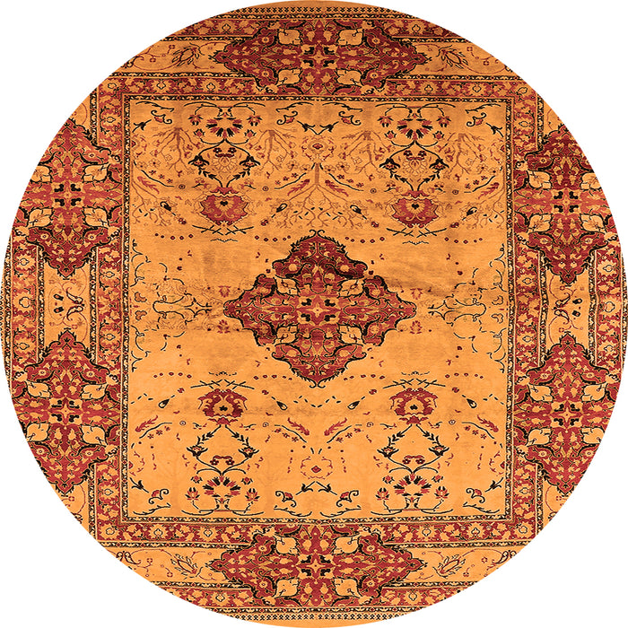 Round Oriental Orange Industrial Rug, urb3103org