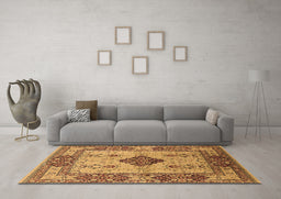 Machine Washable Oriental Brown Industrial Rug in a Living Room,, wshurb3103brn