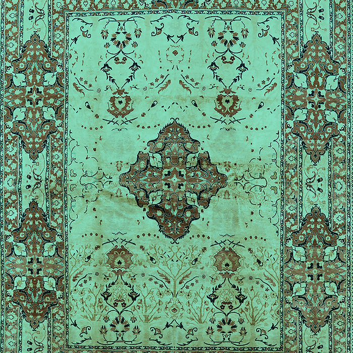 Machine Washable Oriental Turquoise Industrial Area Rugs, wshurb3103turq