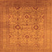 Square Machine Washable Oriental Orange Industrial Area Rugs, wshurb3104org