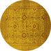 Round Oriental Yellow Industrial Rug, urb3104yw