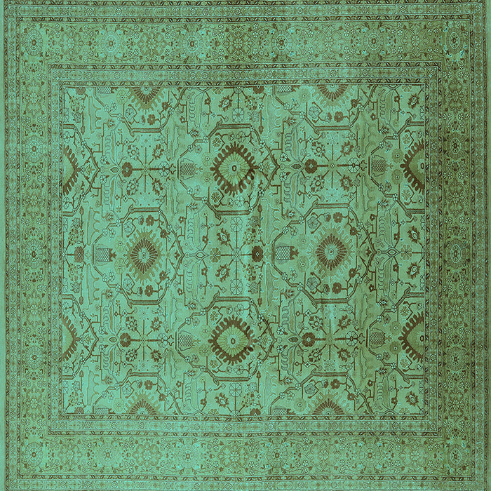 Square Machine Washable Oriental Turquoise Industrial Area Rugs, wshurb3104turq