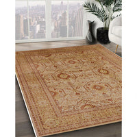 Mid-Century Modern Brown Sand Brown Oriental Rug, urb3104