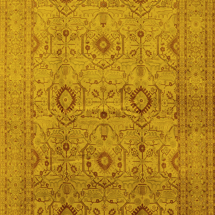 Machine Washable Oriental Yellow Industrial Rug, wshurb3104yw