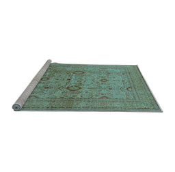 Sideview of Machine Washable Oriental Light Blue Industrial Rug, wshurb3104lblu