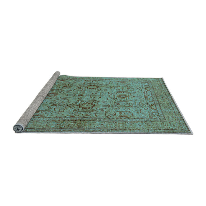 Sideview of Machine Washable Oriental Light Blue Industrial Rug, wshurb3104lblu