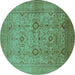 Round Oriental Turquoise Industrial Rug, urb3104turq