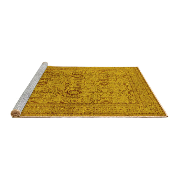 Sideview of Machine Washable Oriental Yellow Industrial Rug, wshurb3104yw