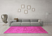 Machine Washable Oriental Pink Industrial Rug in a Living Room, wshurb3104pnk