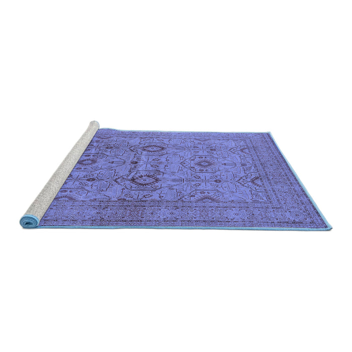 Sideview of Machine Washable Oriental Blue Industrial Rug, wshurb3104blu
