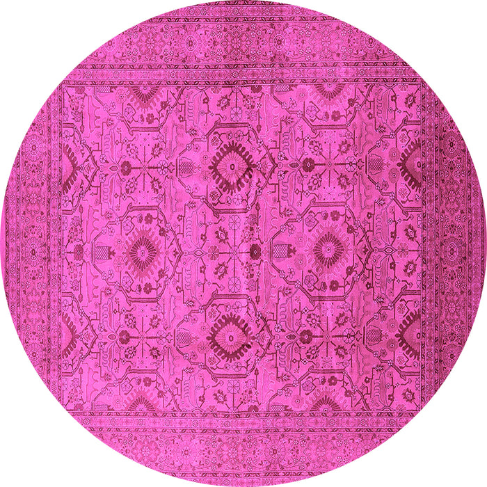 Round Machine Washable Oriental Pink Industrial Rug, wshurb3104pnk