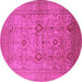 Round Machine Washable Oriental Pink Industrial Rug, wshurb3104pnk