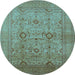 Round Oriental Light Blue Industrial Rug, urb3104lblu