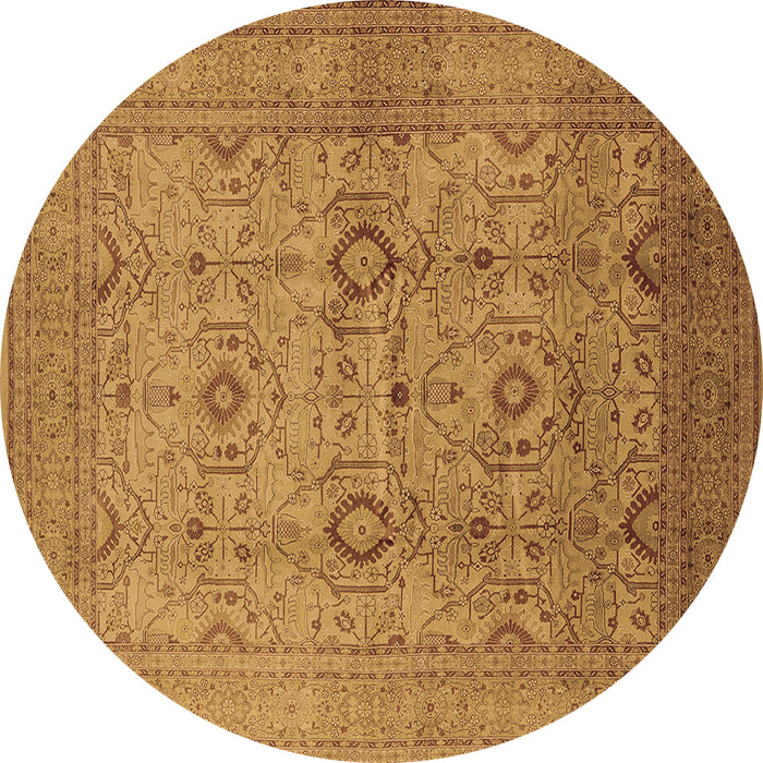 Round Machine Washable Oriental Brown Industrial Rug, wshurb3104brn