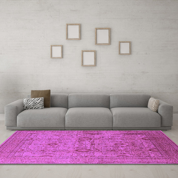 Machine Washable Oriental Purple Industrial Area Rugs in a Living Room, wshurb3104pur