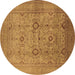 Round Oriental Brown Industrial Rug, urb3104brn