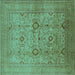 Square Oriental Turquoise Industrial Rug, urb3104turq